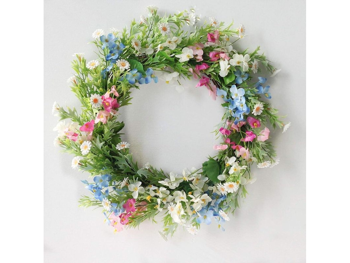 Guirlanda de flores artificiais para porta de entrada, parede ou casa, casamento, 38 cm, multicolorida