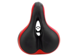 Sela De Bicicleta De Montanha Com Absorção De Impacto Couro Microfibra Design Oco Preto Vermelho