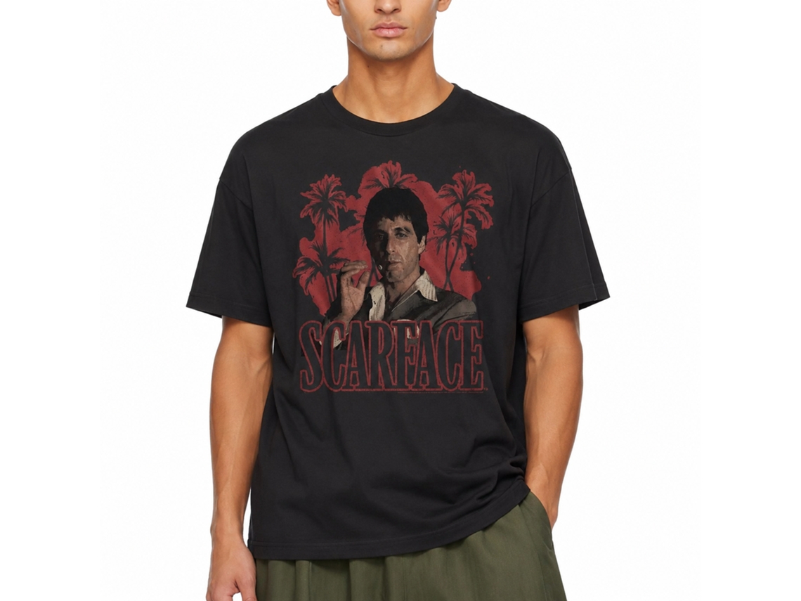 Rockinstone Scarface Movie Red Palms Black Adult T-shirt Size:xl