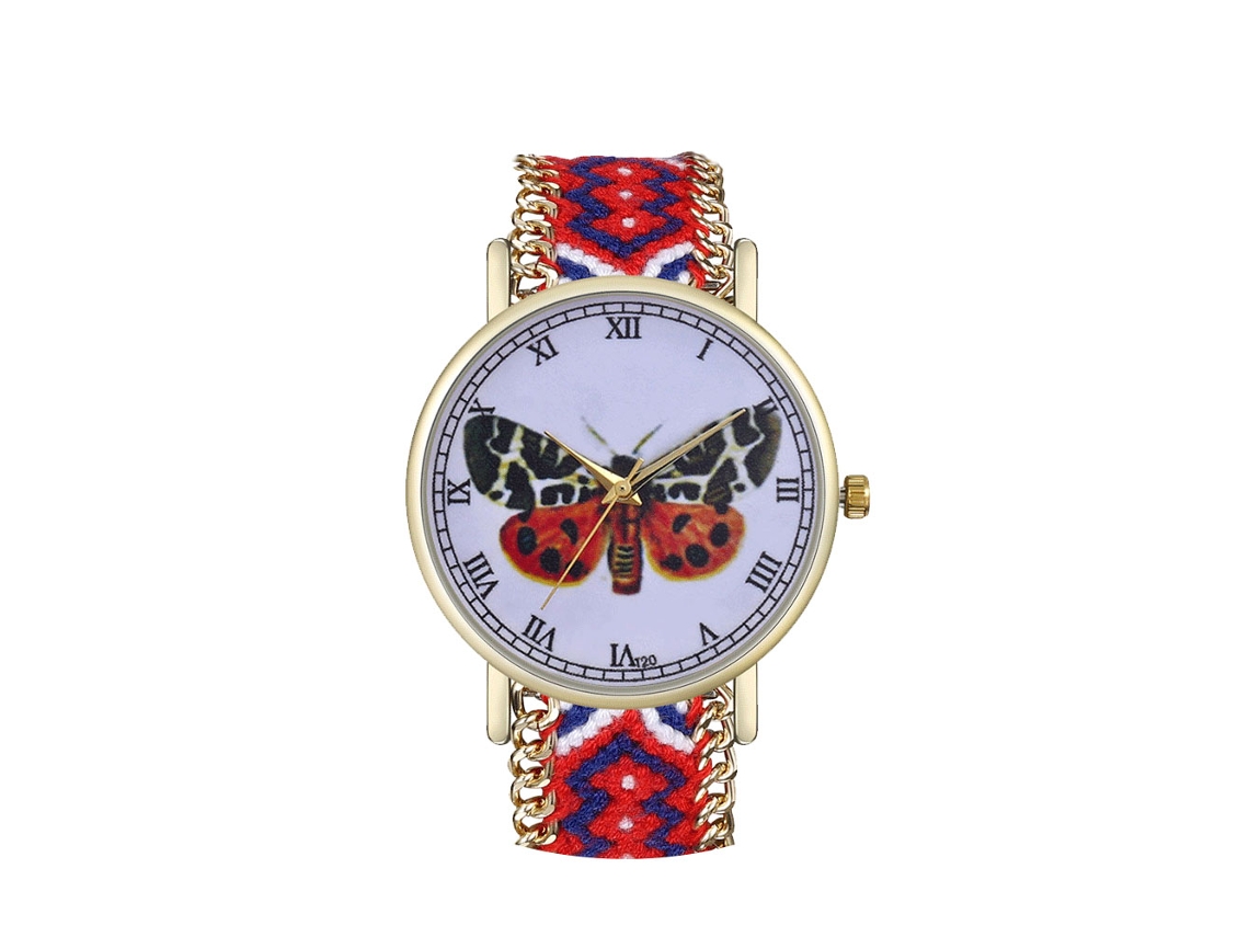 Relógio de Quartzo com Pulseira de Cuerda Têxtil Tecida Estilo Minimalista Fashion