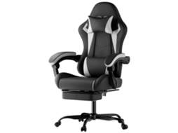 Cadeira Gamer Com Almofadas, Altura Ajustável – Preto E Branco