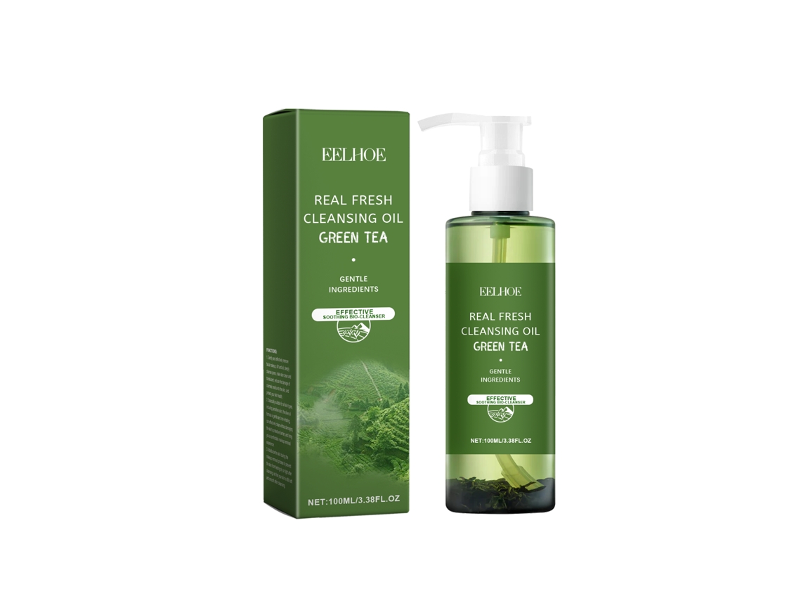 Óleo de Limpeza LAXISCREED Chá Verde para Rosto, Olhos e Lábios, Remoção Suave de Maquilhagem
