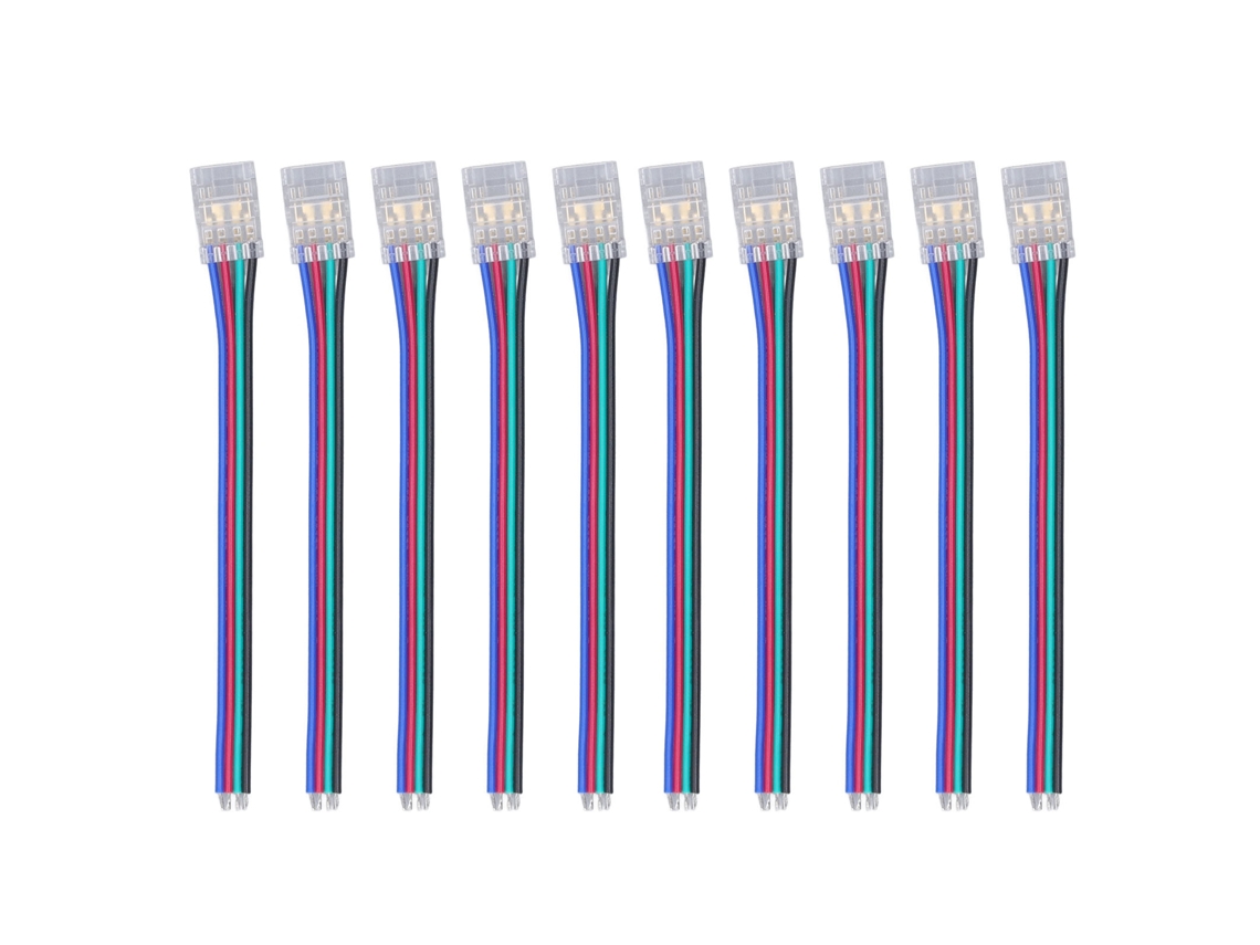 Rebe-conectores De Fita Led Cob 4 Pinos 10mm Rgb, 10 Unidades Resistentes E Seguras Para Lar, Festa E Escritório, Para Diy De Fitas De Luz