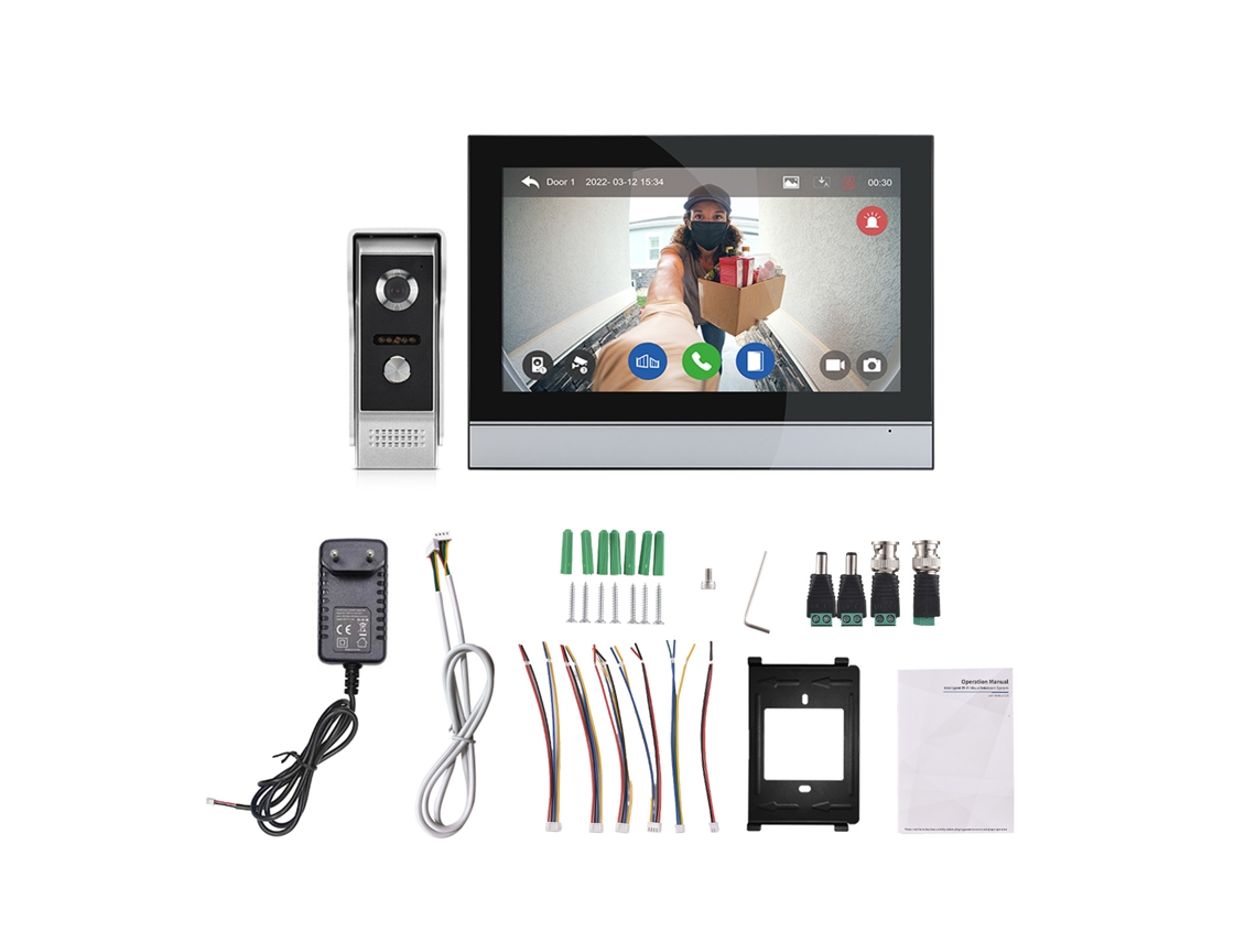 Câmera Buzzer Sem Fio 1080p Com Monitor 10 Polegadas