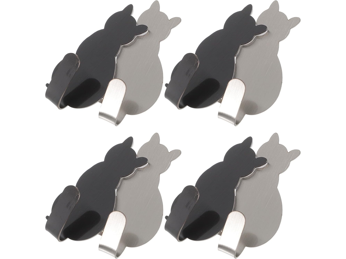 Conjunto De 8 Ganchos Adesivos De Parede Em Aço Inoxidável, Resistentes E À Prova D'água, Com Estampa De Gatos.