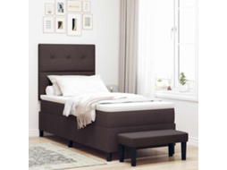 Vidaxl Cama Box Com Cabeceira Marrom Escuro 80 X 200 Cm Tecido