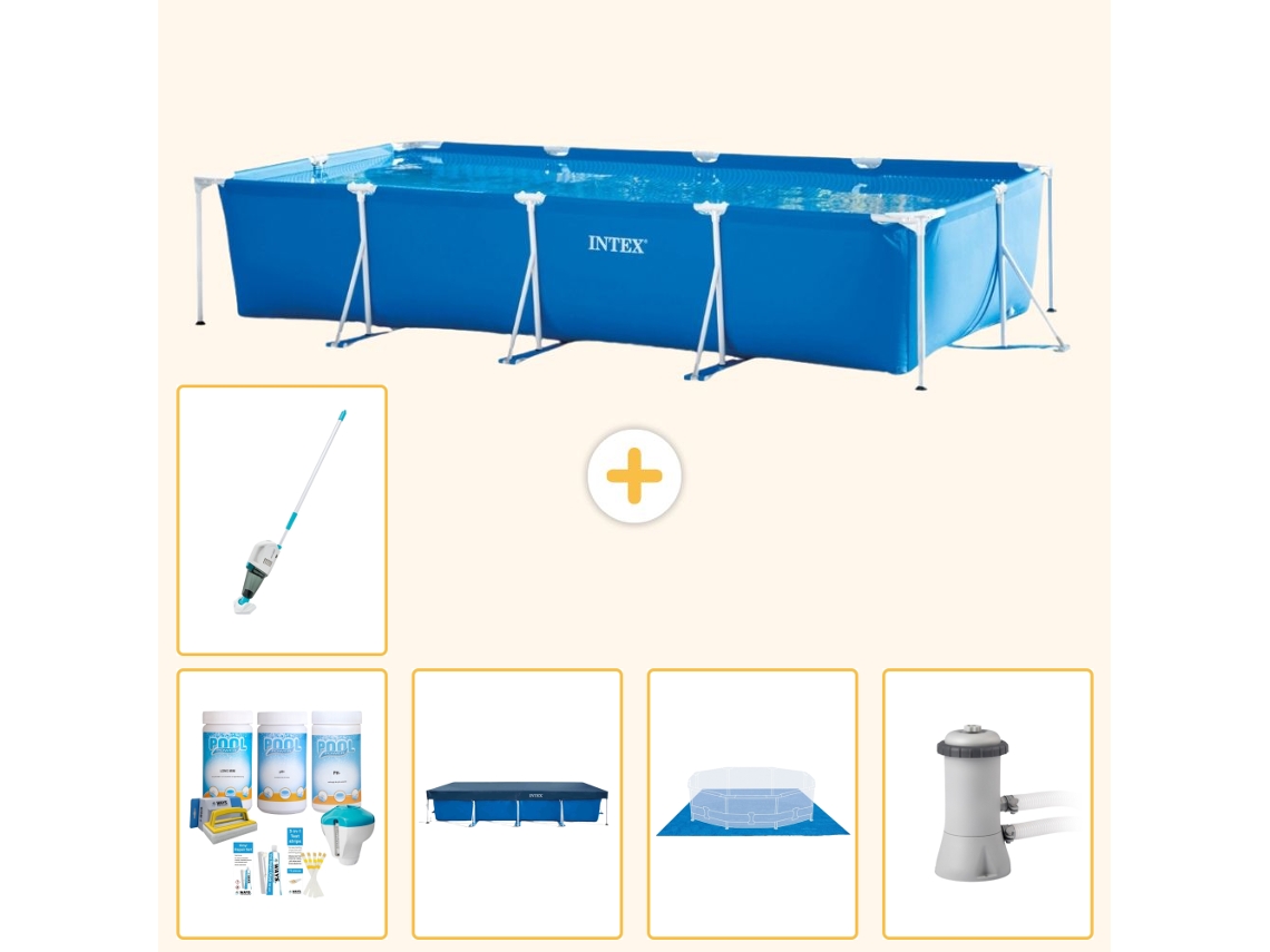 Intex Piscina Com Estrutura Retangular - 450x220x84 Cm - 6-peças S21134