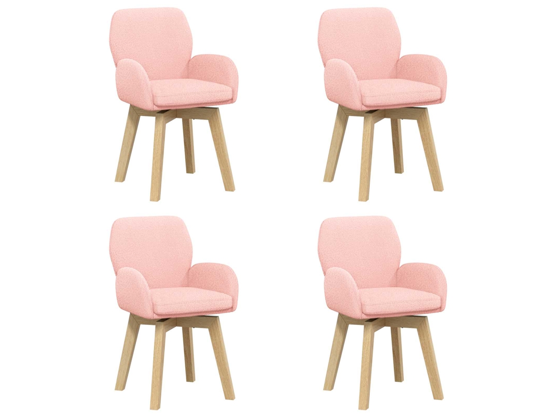 Conjunto 4 Cadeiras Giratórias Vidaxl Rosa Bouclé (54 X 58 X 87 Cm)
