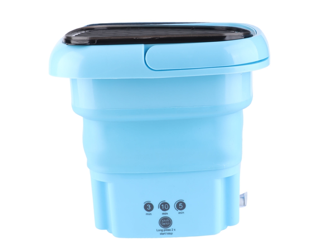 Máquina de Lavar Portátil Plegável com Secagem Integrada Mini Lavadora de Roupa Íntima com Cesto e Tubo de Drenagem