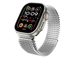 Bracelete Para Apple Watch 42/41/40/38mm - Aço Inoxidável Magnético Com Estrutura Molecular Prateada