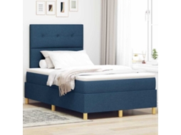 Vidaxl Cama Box Spring Led Com Cabeceira Azul 120 X 190 Cm Tecido