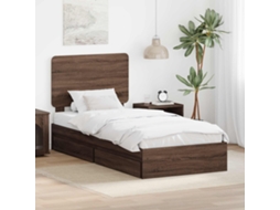 Vidaxl Cama Com Armazenamento Com Gaveta Carvalho Marrom 75 X 190 Cm
