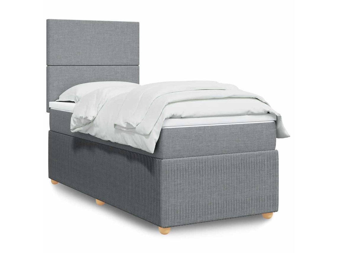 Vidaxl Cama Com Molas/colchão 80x200 Cm Tecido Cinza-claro