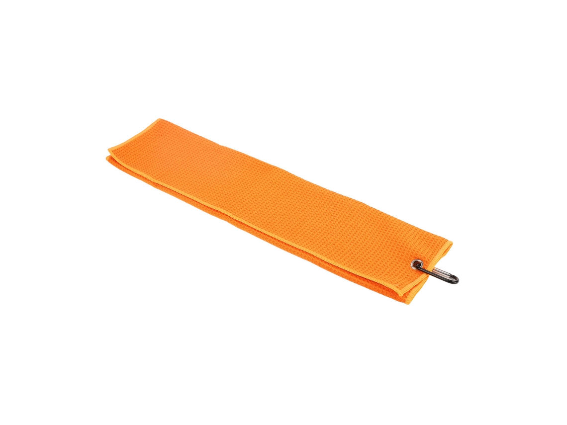 Toalha De Golfe De Microfibra Com Padrão Waffle E Carabiner Para Absorção De Suor Laranja