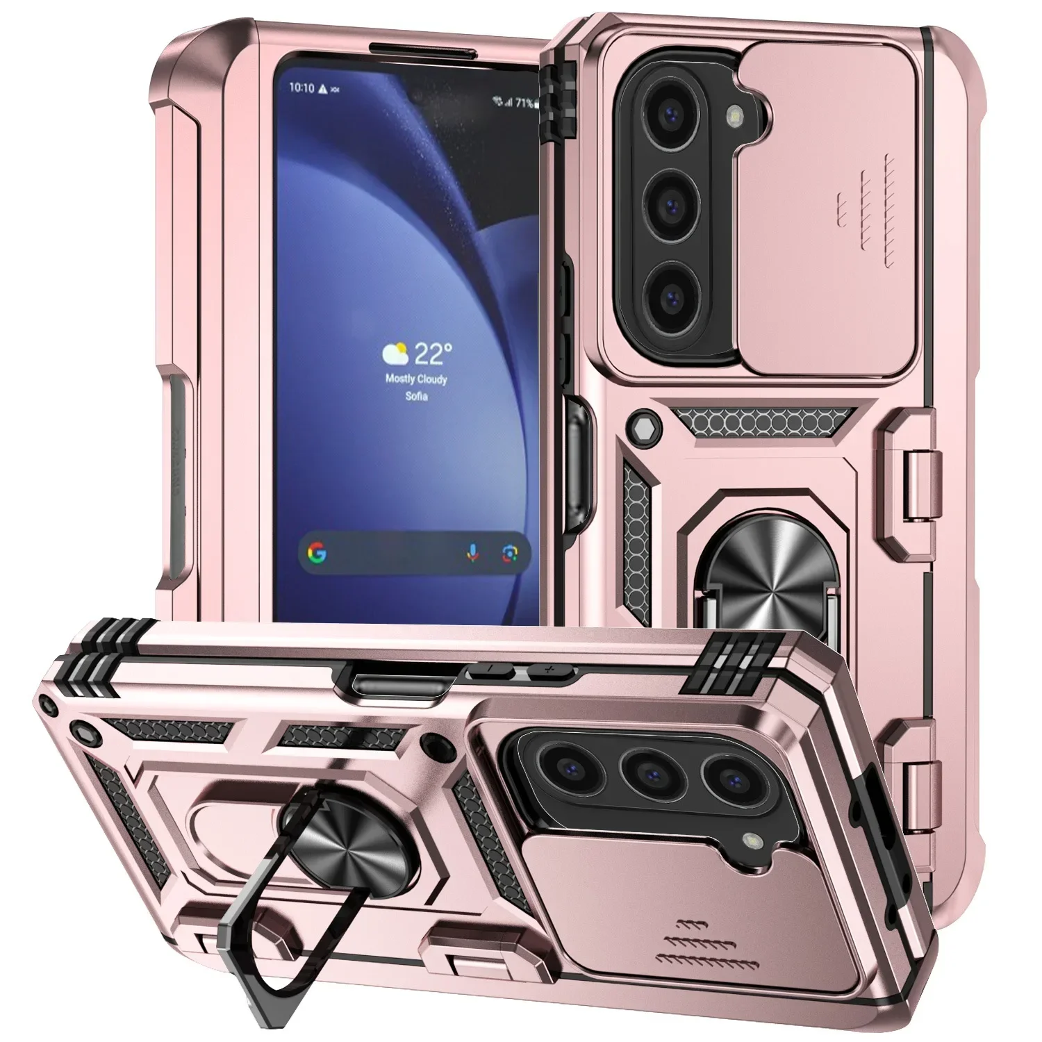 (rosa, Galaxy Z Fold4) Capa Dobrável Para Celular, Suporte Magnético, Proteção Contra Quedas, Proteção Deslizante Para A Lente.