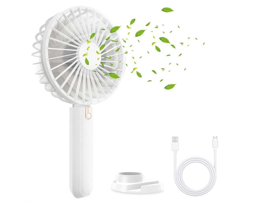 Mini Ventilador Portatil Mesa 3 Velocidades Suporte Telefone Branco Yizhood