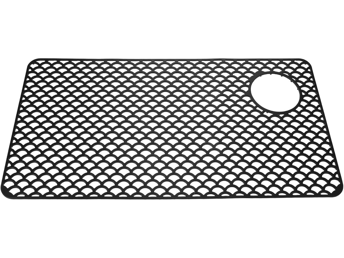 Tapete De Silicone Preto Para Pia Cozinha Tofficu, Antiderrapante E Próprio Para Lava Louças, Protege Pratos