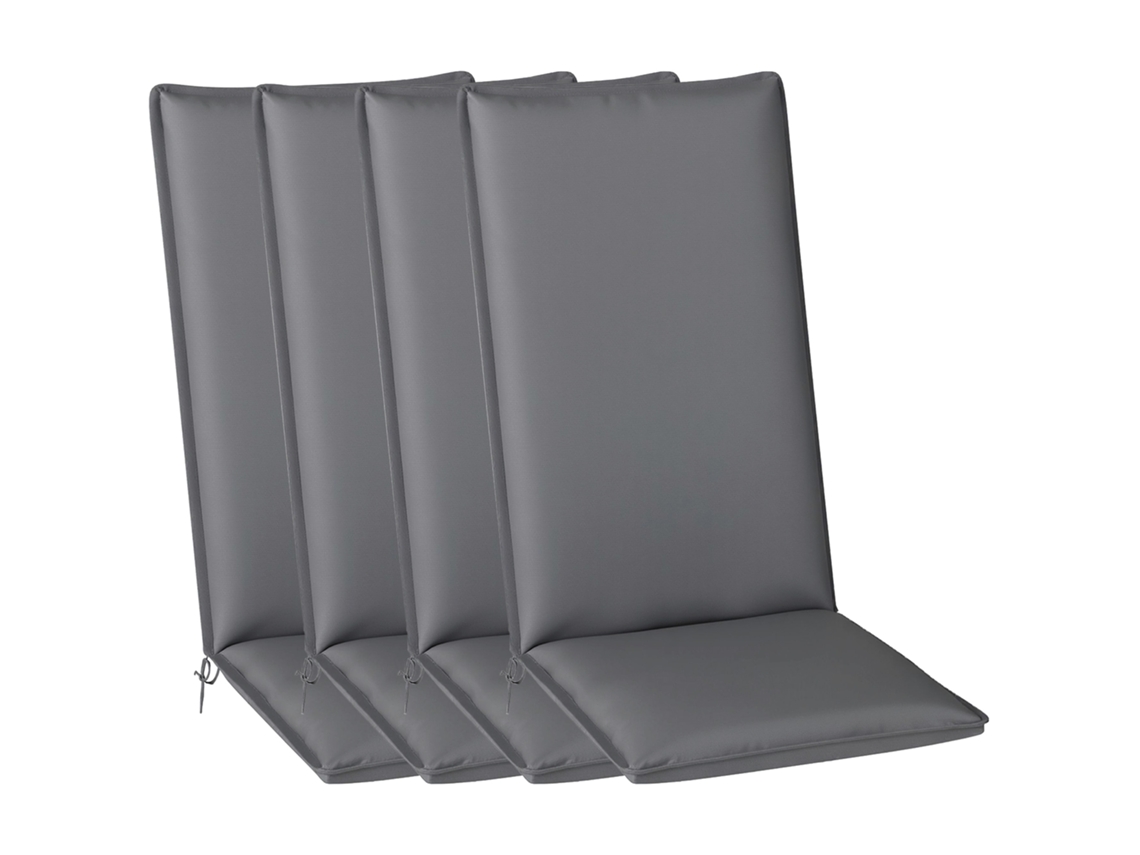 Conjunto De 4 Almofadas Para Cadeiras De Exterior Com Amarras E Alça Ajustável, Proteção Upf50+ Resistente Ao Desbotamento, 124x50x5cm, Cinza
