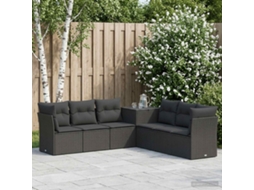 Vidaxl Conjunto De Sofás 7 Unid. Preto Rattan Poliéster E Aço