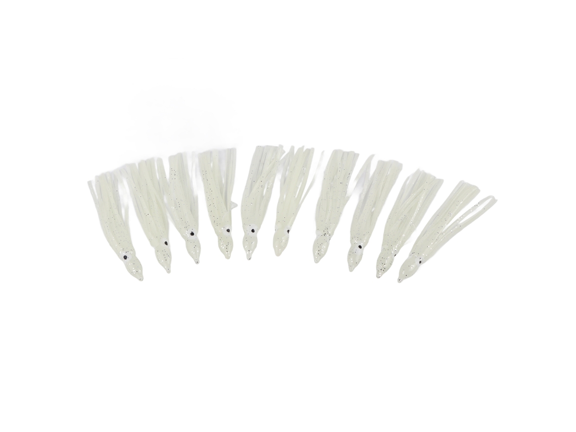 Isca de Pesca Forma Lula Mini 10pcs Vermelho Branco