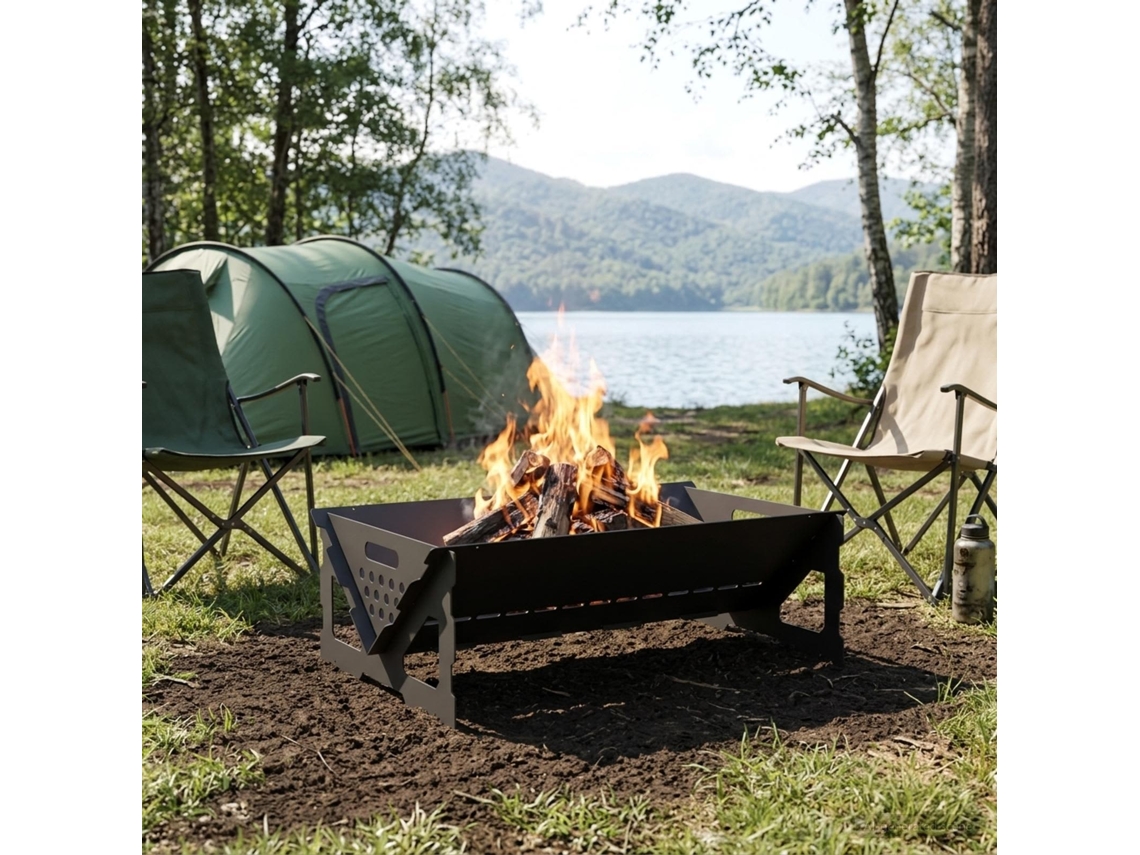Vidaxl Fire Pit Preto 60 X 40 X 20 Cm Aço