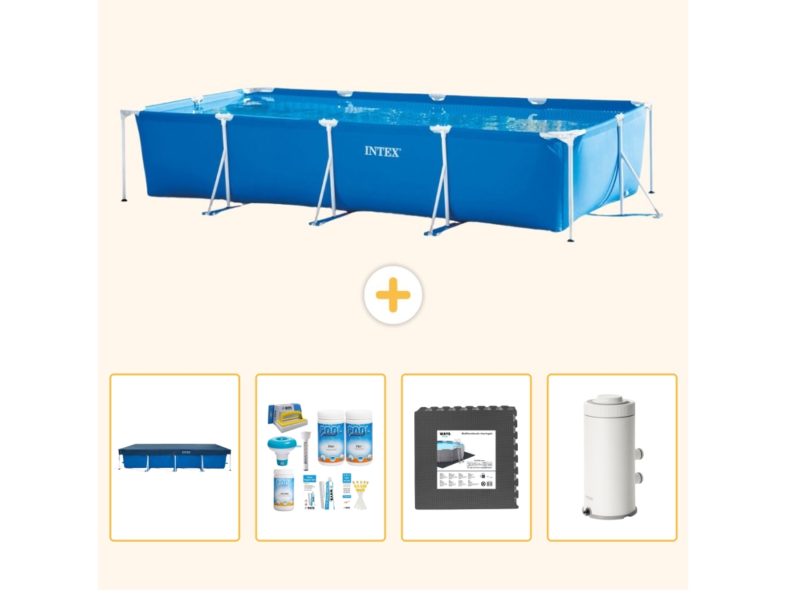 Intex Piscina Com Estrutura Retangular - 450x220x84 Cm - 5-peças S64