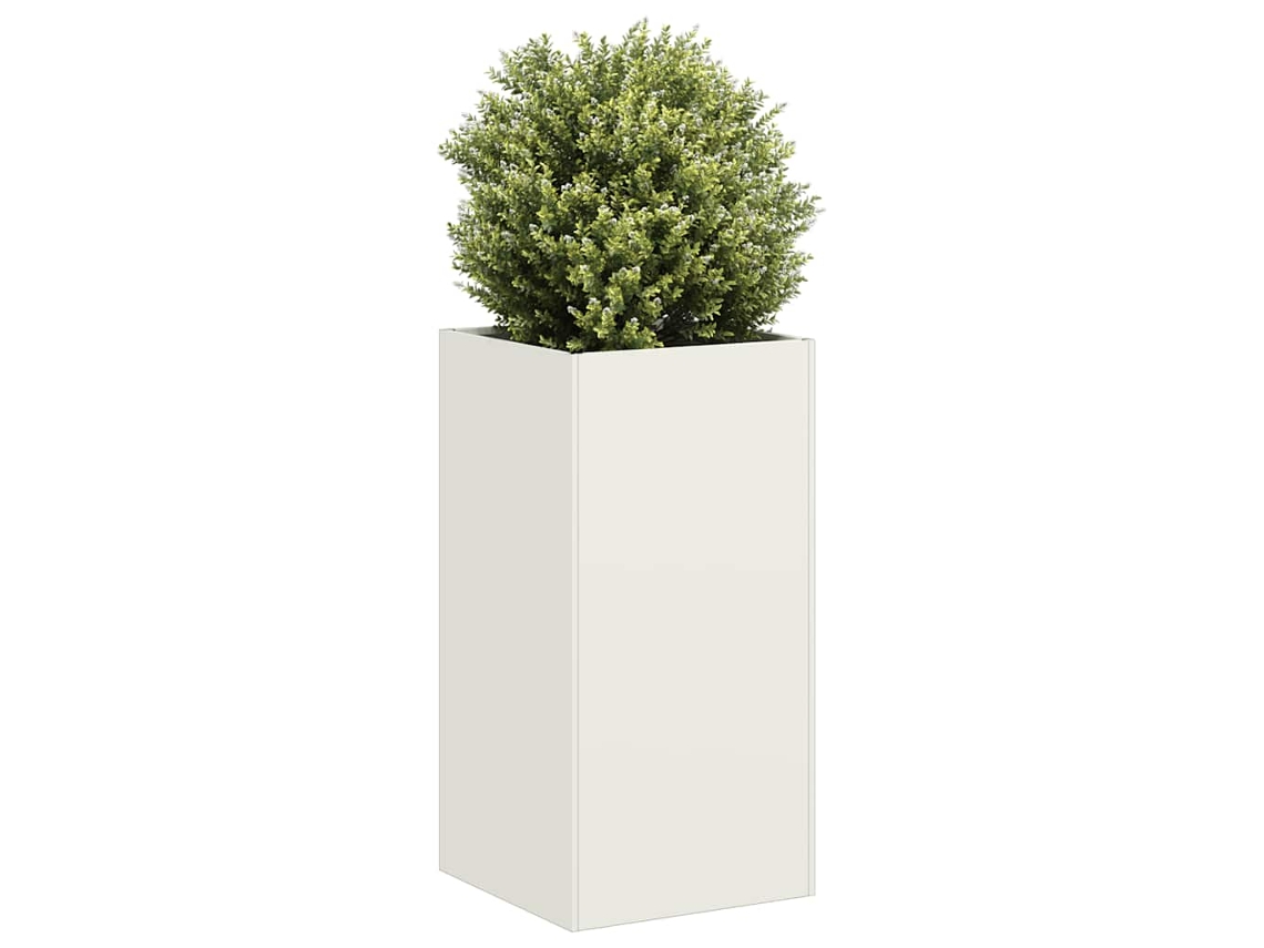 Vidaxl Vaso Floreira 40x40x80 Cm Aço Laminado A Frio Branco