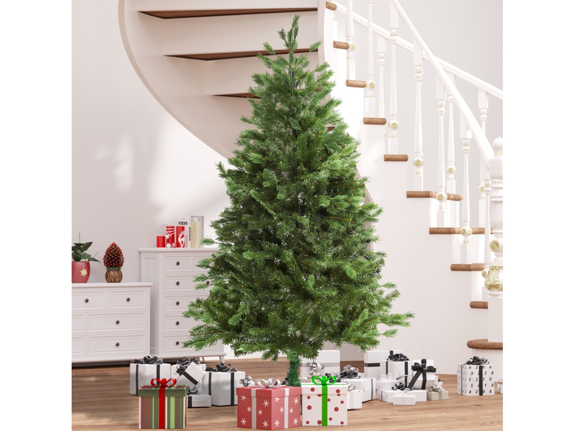 Árvore Artificial De Natal Com Base Dobrável 934 Galhos Pe Tridente E Pvc Individual Festivo Decorativa Exterior Interior Ø105x210cm Verde