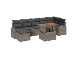 Conjunto 8 Conjunto De Jardim Vidaxl Cinzento Vime Pe (100 X 55 X 73 Cm)