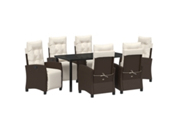 Conjunto 7 De Jantar De Jardim De Vidaxl Marrom Rattan Poliéster