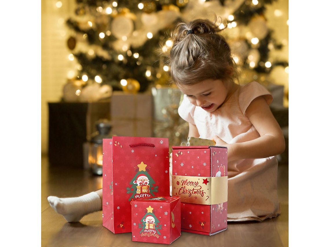 Caixa De Presente De Natal De Papel Resistente Verde, Multiuso, Reutilizável