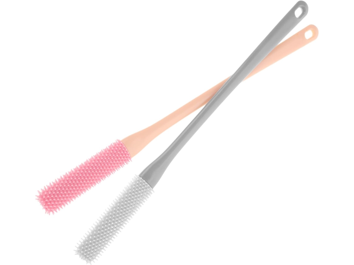 Conjunto De 2 Escovas Silicone Para Limpeza Entre Os Dedos Dos Pés, Com Cabo Longo, Ideal Para Uso No Chuveiro