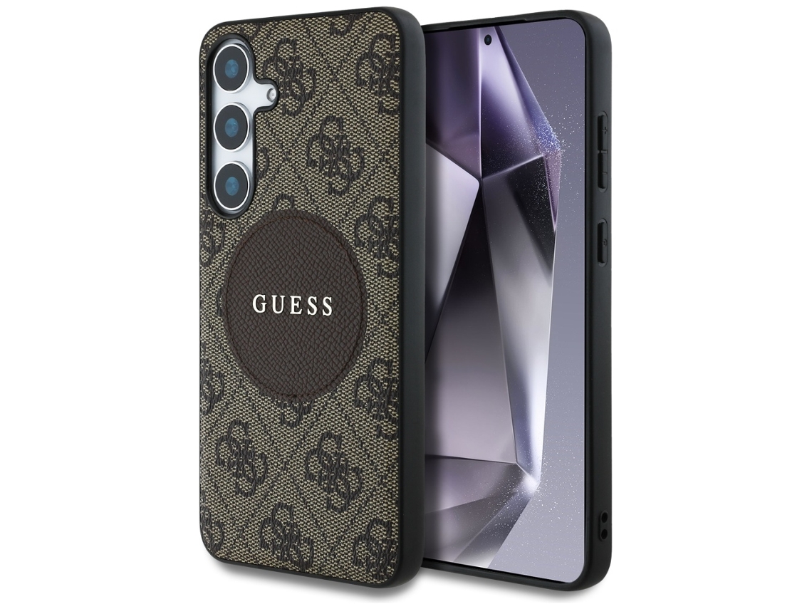 Guess Case 4g Patch Redondo Com Logotipo Clássico Para Samsung Galaxy S25 Para Magsafe