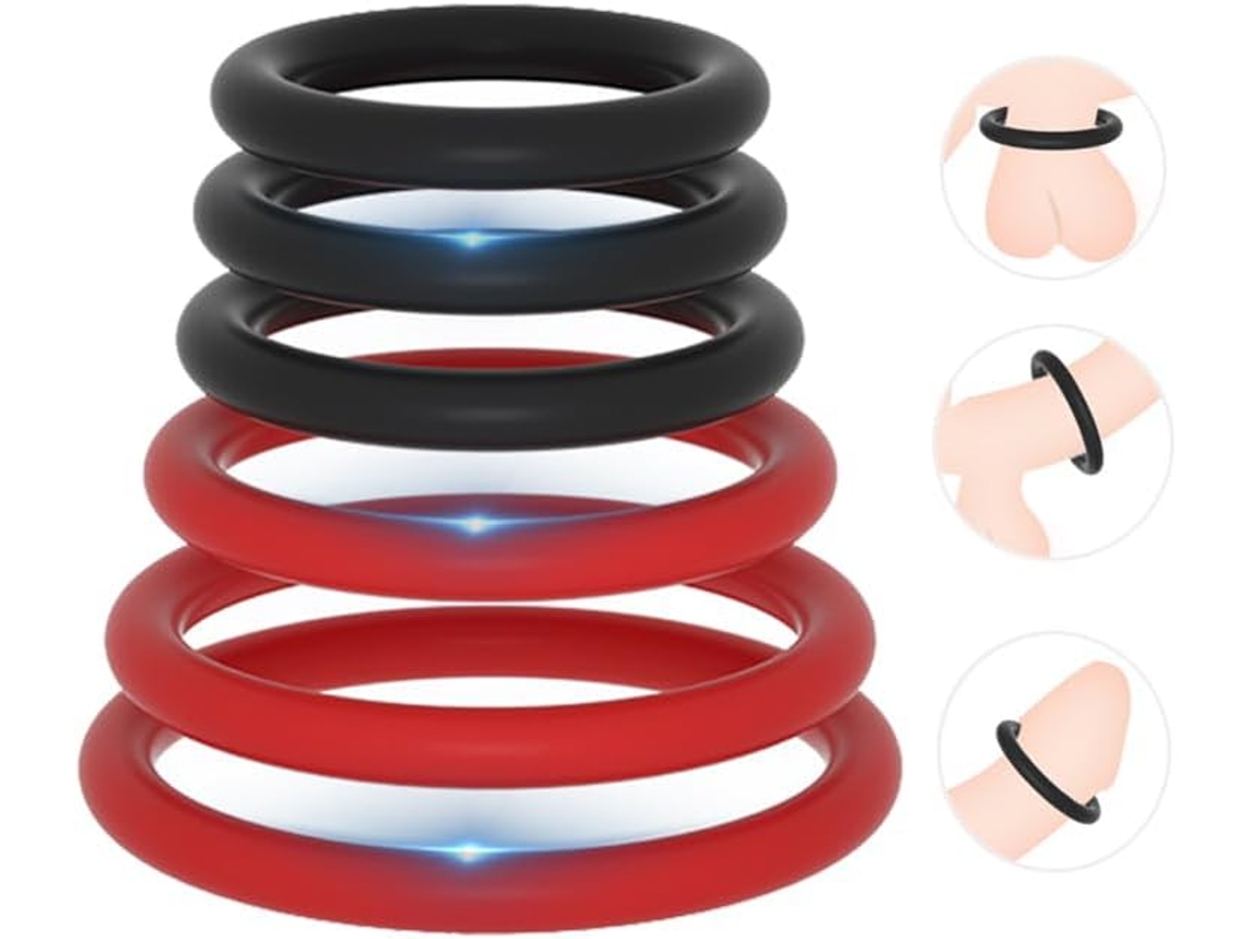 Conjunto De Anéis Penianos Para Homem – 6 Anéis Penianos De Vários Tamanhos Para Suporte À Ereção E Retardo Da Ejaculação