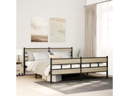 Vidaxl Estrutura De Cama Sem Colchão 183x213cm Metal Carvalho Sonoma