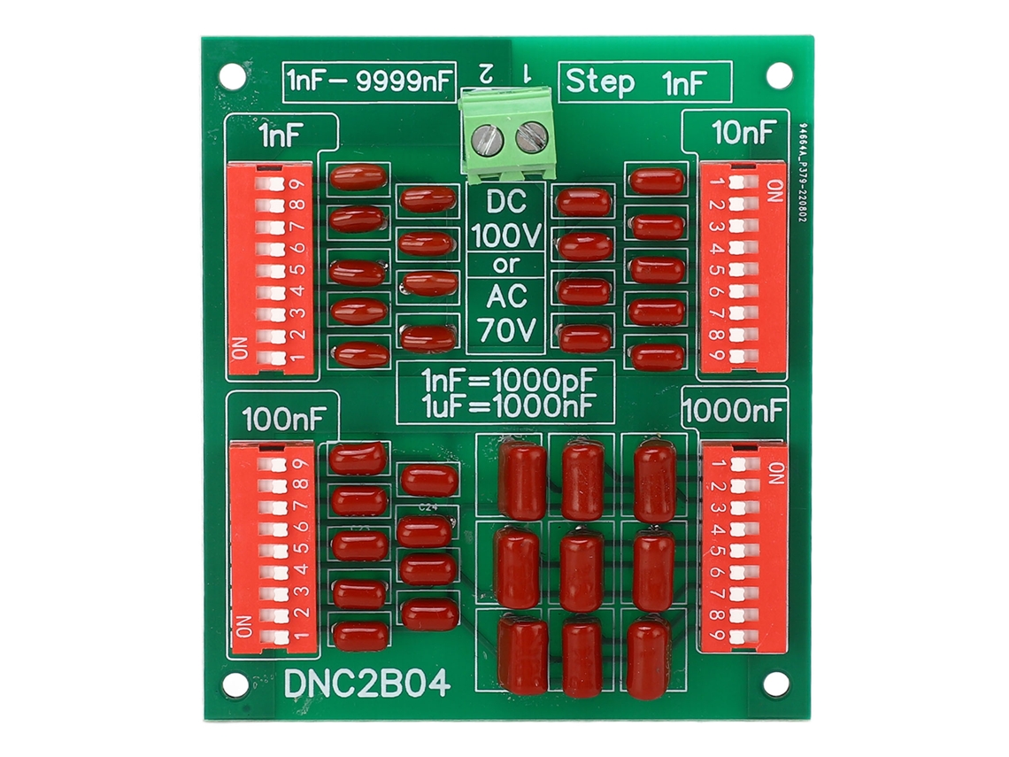 Placa de capacitor programável década 4 dígitos 1NF polipropileno din rail DC100V AC70V S/MARCA