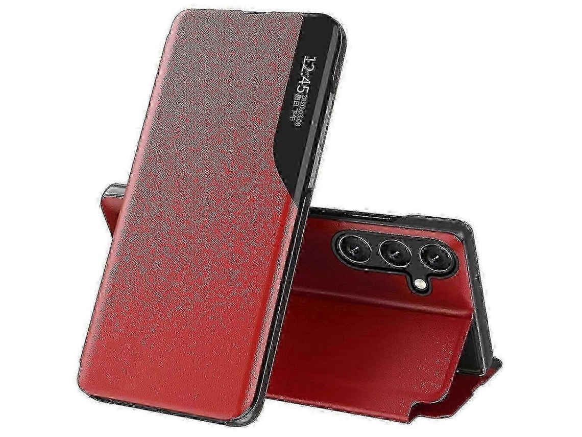Capa de Couro para Galaxy S25+ com Suporte Proteção Completa em Verde