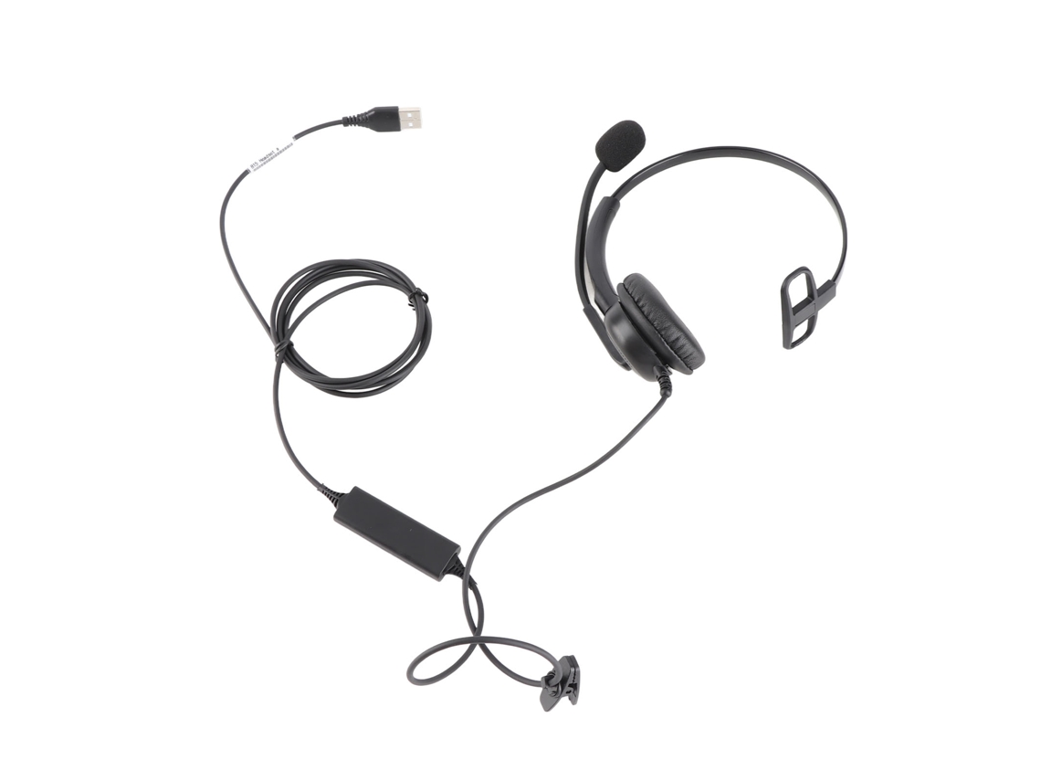 Auriculares mono confortáveis e leves com cancelamento de ruído e cabo USB para centros de chamadas, escritórios e computadores | S/MARCA