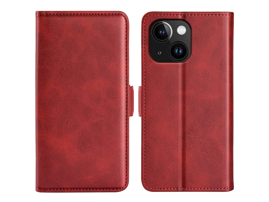 Capa Textura Gémeo Para Iphone 15 Plus Pele Sintética Vermelho