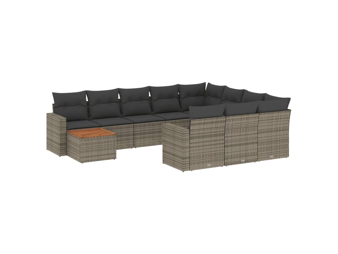 Conjunto de 11 Sofás de Jardim com Almofadas Vime Pe Cinza MAISON EXCLUSIVE