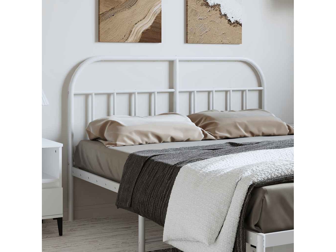 Vidaxl Cabeceira De Substituição 150 Cm Metal Branco