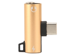 Aetheria adaptador Type c para 3.5mm Fone de Ouvido 2 em 1 com Carregamento Rápido Pd e Áudio Hifi Ouro