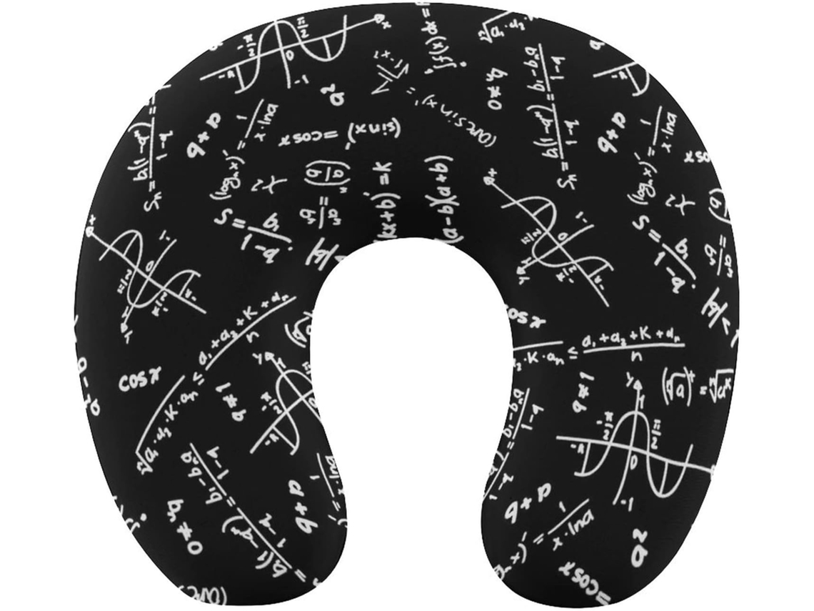 Travesseiro de Viag com Fórmulas Matemáticas, Espuma Viscoelástica para Apoio do Pescoço, Acessório Lavável
