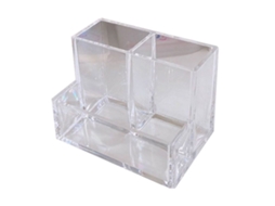 Copo Organizador de Lápis S/MARCA transparente de acrílico com 3 compartimentos para mesa de trabalho