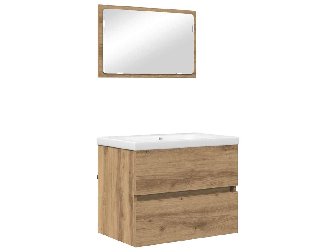 Conjunto de Móveis para Banheiro 3 Pcs Carvalho Artesanal