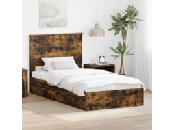 Vidaxl Cama com Armazenamento Carvalho Defumado 100 X 200 Cm