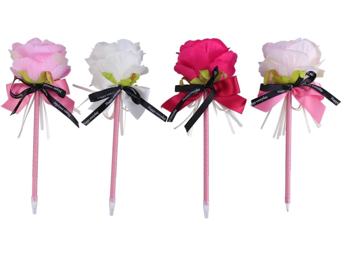 Conjunto De 5 Canetas Esferográficas Ciieeo Com Flores Artificiais,