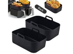 Panela De Silicone Para Fritadeira A Ar Com Cesto Duplo, Alça E Assadeira