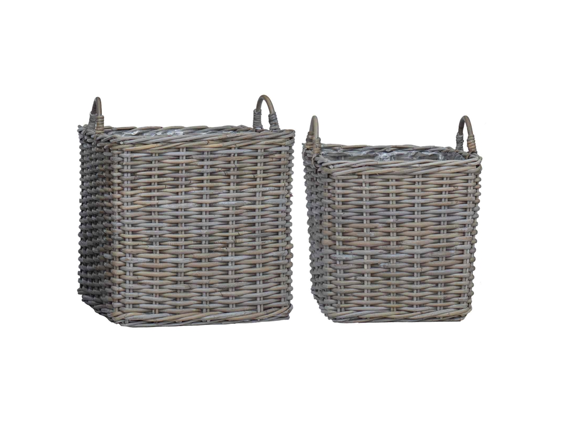 Conjunto 2 Acento De Sala De Estar Vidaxl Cinzento Vime (45 X 45 X 54 Cm)
