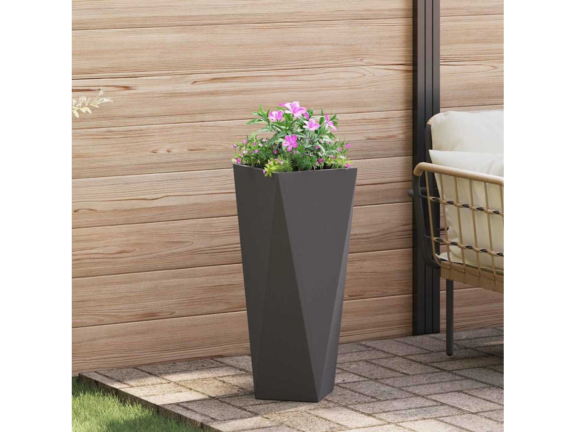 Vidaxl Floreira Preto 30 X 30 X 75 Cm Aço
